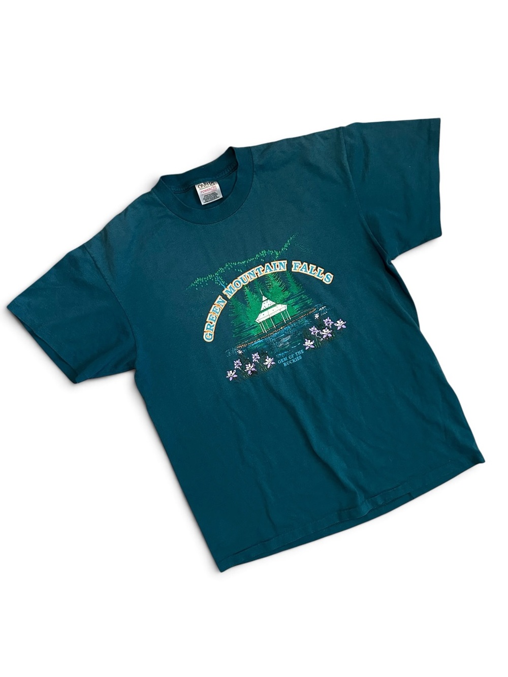 1990s Vintage Single Stitch Colorado Green Mountain Falls Graphic Tee - Teal